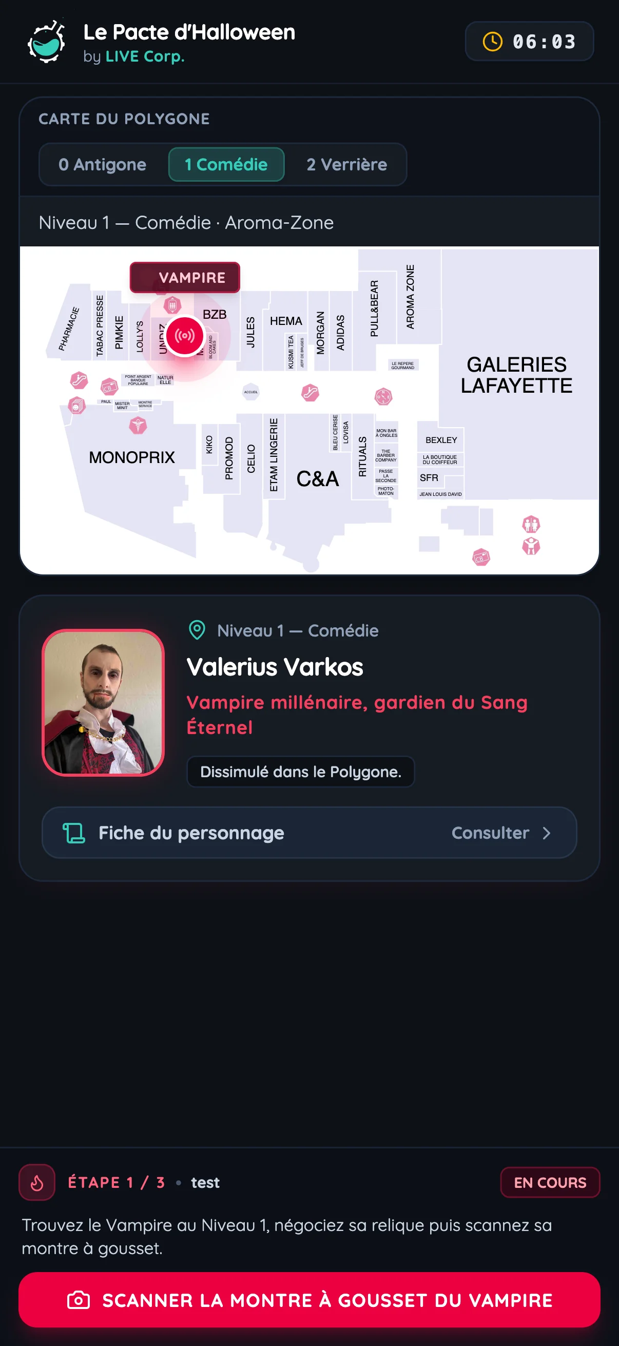 Aperçu de l'interface joueur Le Pacte d'Halloween